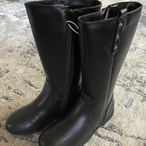 Children's Place Girls Tall Black Boots for Riding in Youth 1